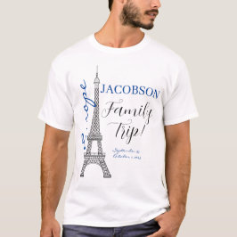 Camiseta Viaje familiar en la Torre Eiffel de Europa Azul