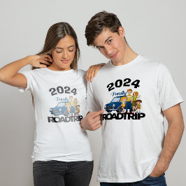 Camiseta Viaje familiar por carretera 2025, estilo caricatu