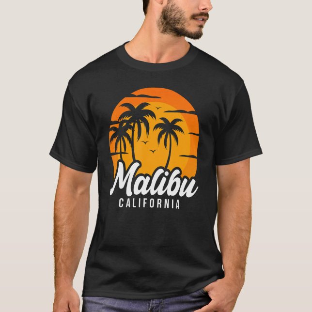 Camiseta Viaje familiar retro de Malibu California Beach (Anverso)