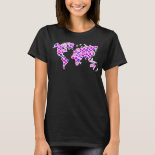 Camiseta Viaje Floral Mapa Mundial Aventura De Viaje Para