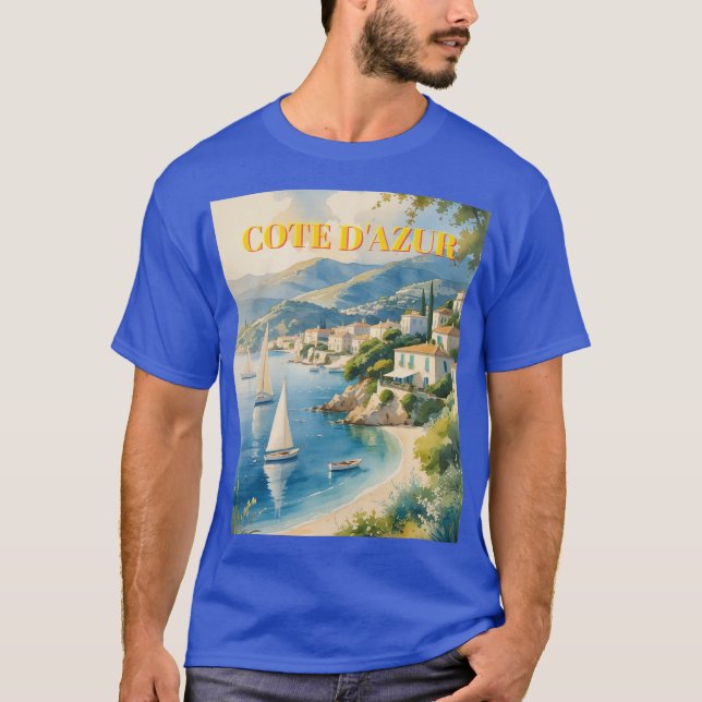 Camiseta Viaje francés estilo vintage Cote D'Azur (Anverso)