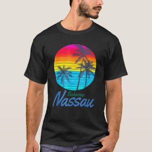 Camiseta Viaje Nassau Bahamas en playa Viaje Retro Sunset S