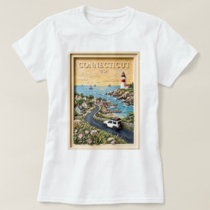 Camiseta Viaje por carretera vintage al faro costero de Con