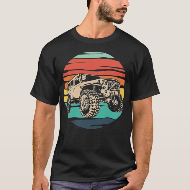 Camiseta Viaje Retro 70 4x4 en coche de carretera (Anverso)
