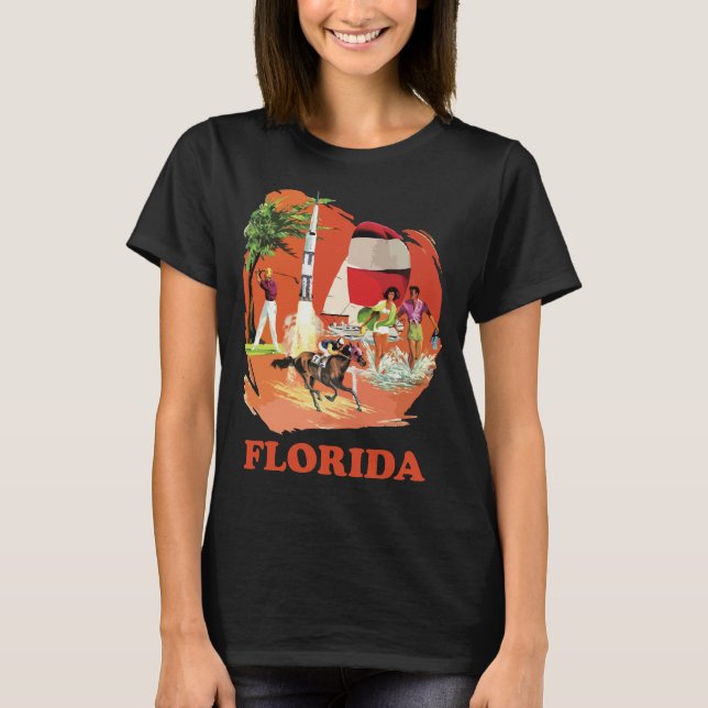 Camiseta Viaje Retro Cohete Playa Florida Rojo (Anverso)