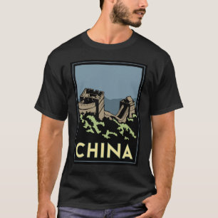 Camiseta viaje retro del art déco de Asia de la Gran