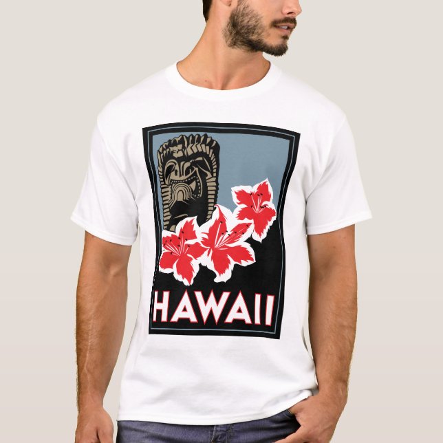 Camiseta viaje retro del art déco de Hawaii Estados Unidos (Anverso)