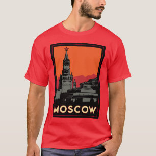 Camiseta viaje retro del art déco de Moscú Rusia el Kreml