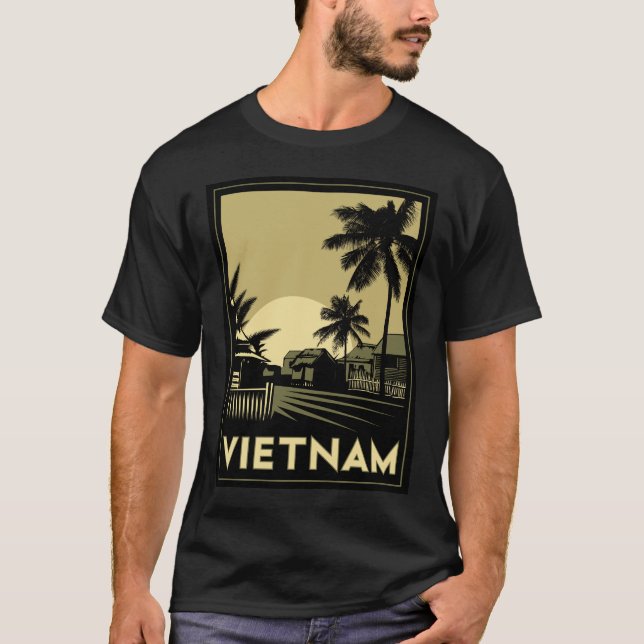 Camiseta viaje retro del art déco de Vietnam Asia (Anverso)