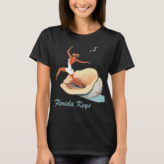 Camiseta Viaje Retro Florida Keys Shell Diver (Anverso)