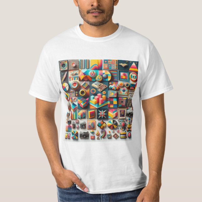 Camiseta Viaje Retro: Imágenes 3D  (Anverso)
