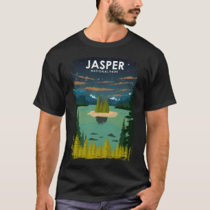 Camiseta Viaje Retro Mínimo del Parque Nacional Jasper