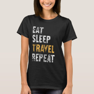 Camiseta Viajero de época Comer Sleep Travel Repetir
