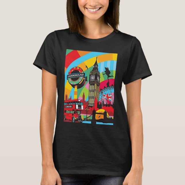 Camiseta Viajero del arte pop Big Ben del puente de Londres (Anverso)