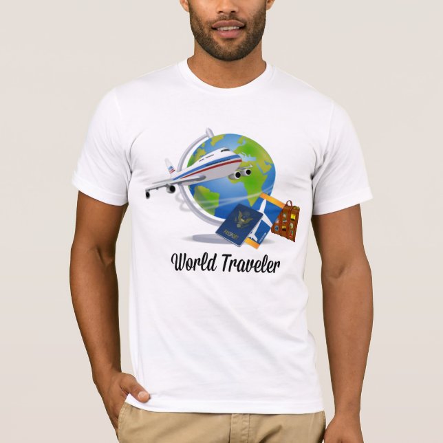 Camiseta Viajero del mundo, lleno y listo para irse, (Anverso)