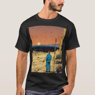 Camiseta Viajero Solitario en el Arte del Atardecer del Des