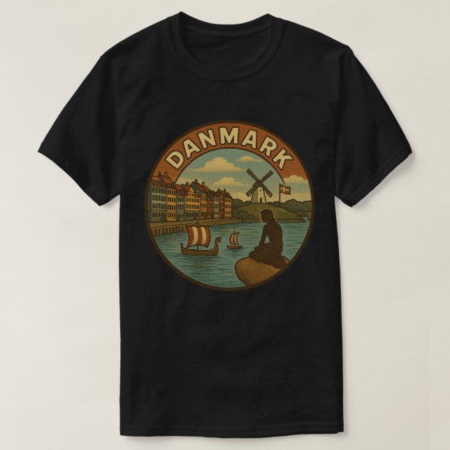 Camiseta Viajes a Dinamarca Vintage (Diseño del anverso)