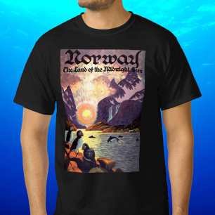 Camiseta Viajes antiguos, Noruega Tierra del Sol de Mediano