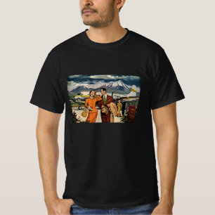 Camiseta Viajes antiguos, turistas en la pista del aeropuer