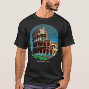 Camiseta Viajes, Coliseo, Roma, Personalizado Textos, Retro