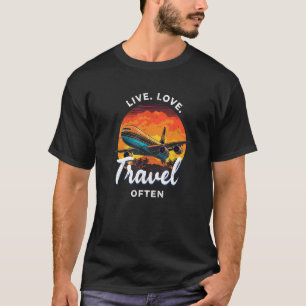 Camiseta Viajes De Amor Vivo A Menudo Agentes De Viaje Vaca