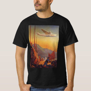 Camiseta Viajes de época, avión sobre basura en Hong Kong