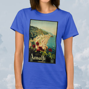 Camiseta Viajes de época, playa de la costa italiana de Ama