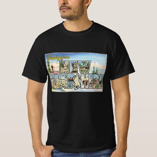 Camiseta Viajes de época, saludos de New Hampshire (Anverso)