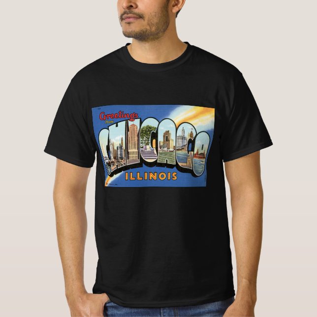 Camiseta Viajes de época, saludos desde Chicago Illinois (Anverso)