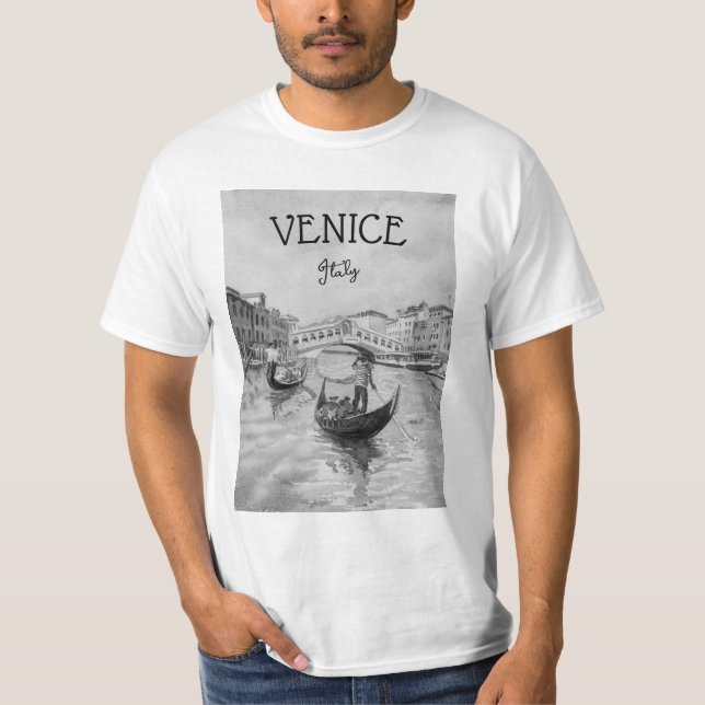 Camiseta Viajes de Italia - recuerdo en blanco y negro de V (Anverso)