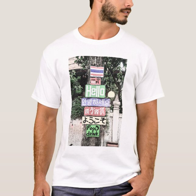 Camiseta Viajes de Rótulos Hola de Tailandia (Anverso)