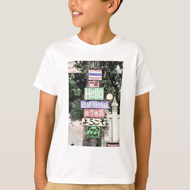 Camiseta Viajes de Rótulos Hola de Tailandia (Anverso)