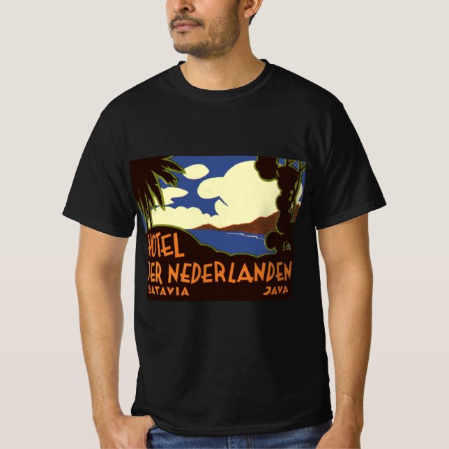 Camiseta Viajes de vintage Jakarta Indonesia Hotel Nederlan (Anverso)