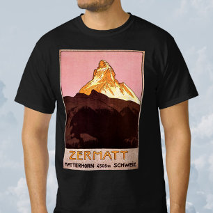 Camiseta Viajes de vintage, montaña Matterhorn, Suiza