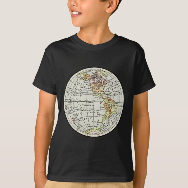 Camiseta Viajes en globo del mapa del hemisferio occidental (Anverso)