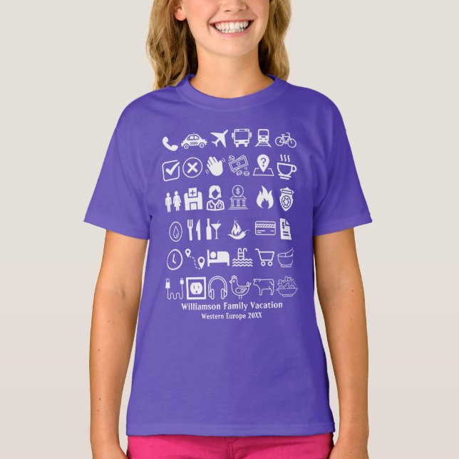 Camiseta Viajes Iconos Viajes Traducción de Lenguaje Visual (Anverso)