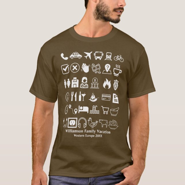 Camiseta Viajes Iconos Viajes Traducción de Lenguaje Visual (Anverso)