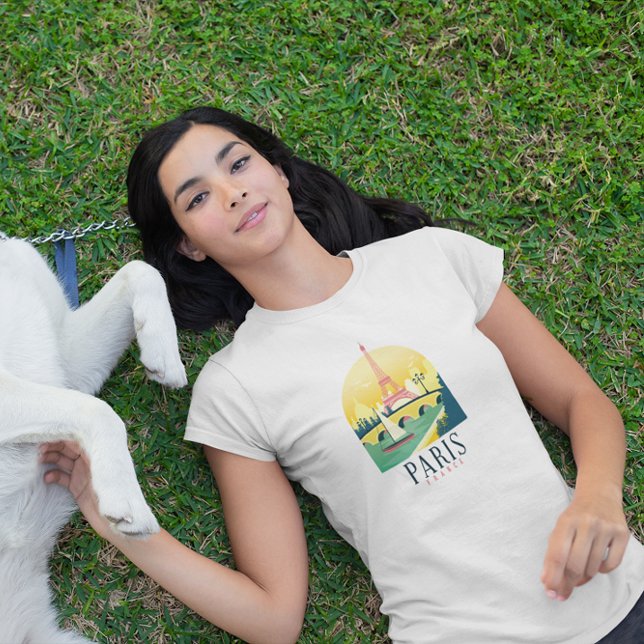 Camiseta Viajes románticos en París Francia (Paris France Vintage Travel Romantic T-Shirt)