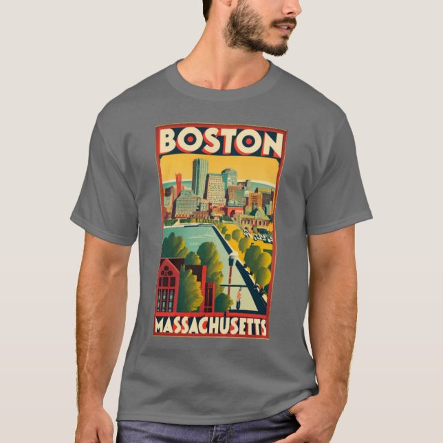 Camiseta Viajes vintage de Boston Massachusetts (Anverso)
