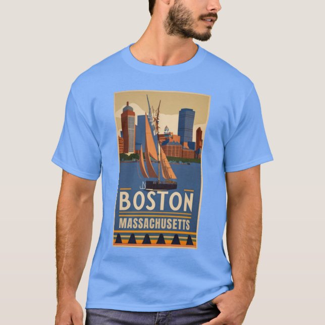 Camiseta Viajes vintage de Boston Massachusetts US 1 (Anverso)