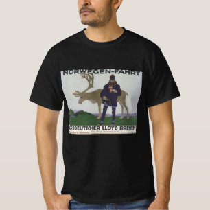 Camiseta Viajes Vintage Escandinavos a Noruega Hombre Reno