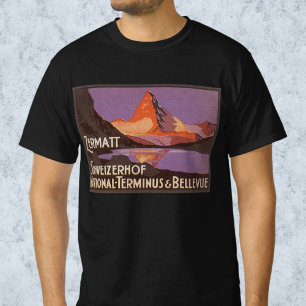 Camiseta Viajes vintage, montaña Matterhorn en Suiza