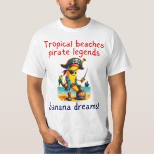 Camiseta Vibe de aventura bananera pirata en playa tropical