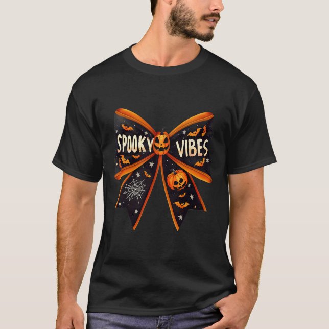 Camiseta Vibes Coquette Bow Groovy Halloween Mujeres Chicas (Anverso)