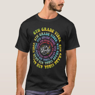 Camiseta Vibes de 6º Grado Espiral Groovy Vintage Primer Dí