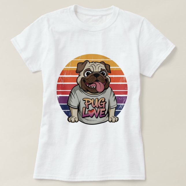 Camiseta Vibes de amor de Pug (Diseño del anverso)