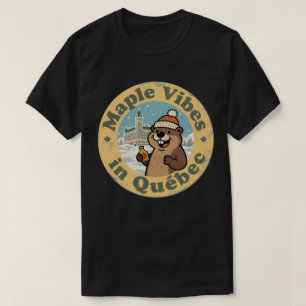 Camiseta Vibes de arce en Quebec con un castor divertido
