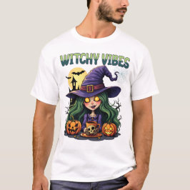 Camiseta Vibes de brujería con calabazas y poción