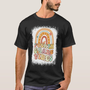 Camiseta Vibes de cuarto grado con arco iris blanqueado ret