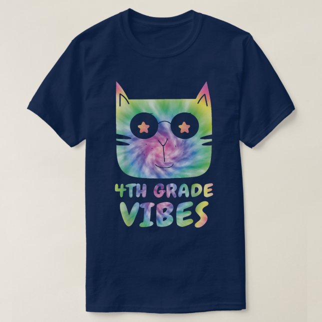 Camiseta Vibes de cuarto grado Cute Tie Dye Cat Kitty Boy (Diseño del anverso)